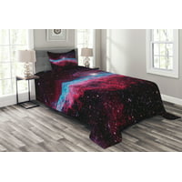 Details about  / Nebula Quilted Bedspread /& Pillow Shams Set Cartoon Astronaut Space Print
